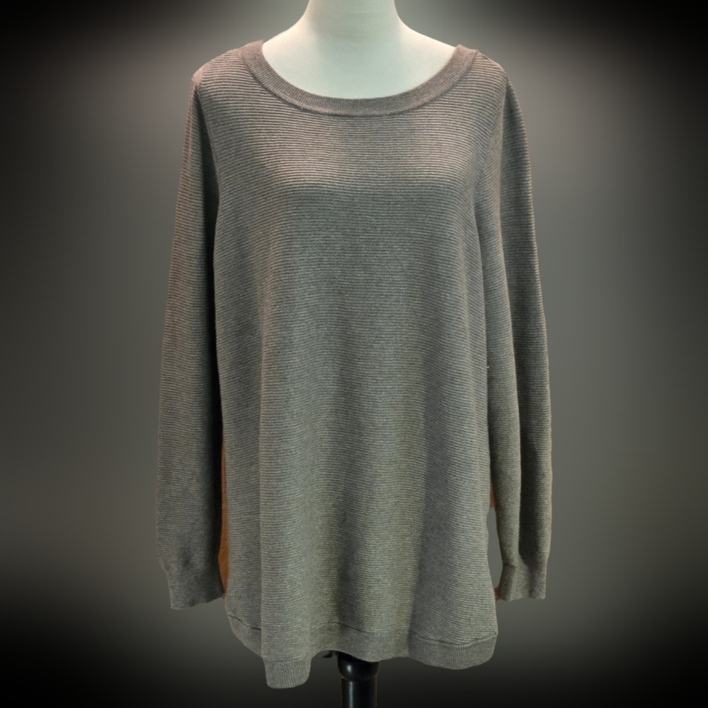 JNY Jones New York Oversized Ribbed Sweater Gray Long Sleeves Women size 2X